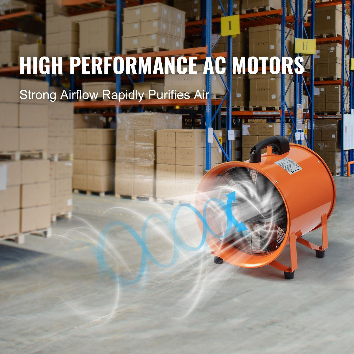 Portable Ventilator, 10 inch Heavy Duty Cylinder Fan with 33ft Duct Hose, 380W Strong Shop Exhaust Blower 1893FM, Industrial Utility Blower for Sucking Dust, Smoke, Smoke Home/Workplace
