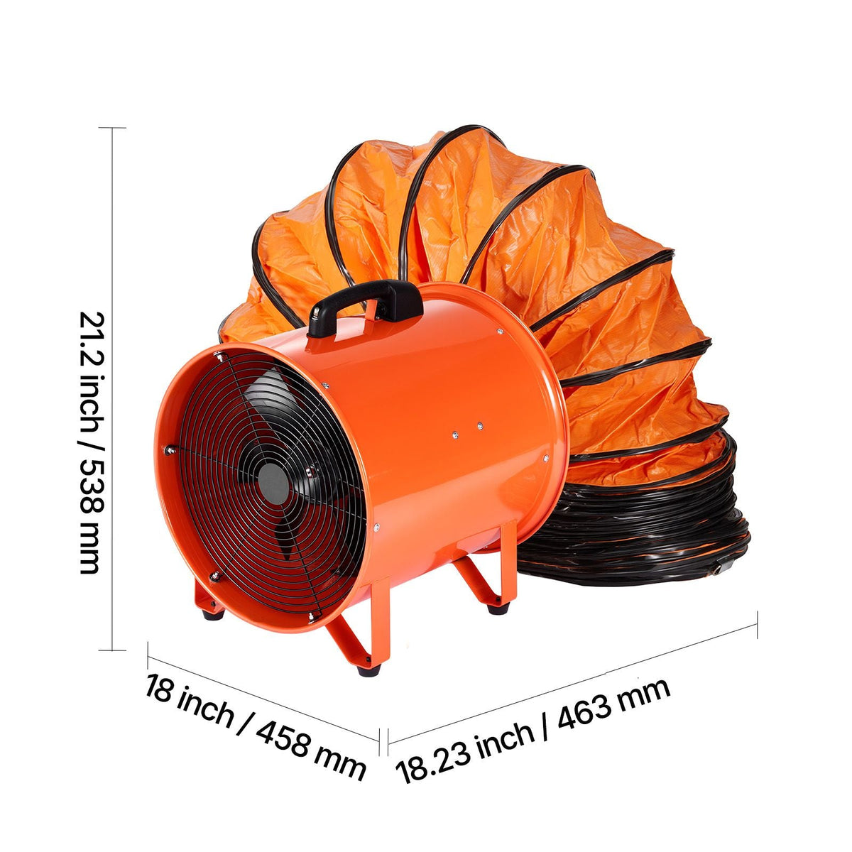Portable Ventilator, 16 inch Heavy Duty Cylinder Fan with 16.4ft Duct Hose, 1350W Strong Shop Exhaust Blower 5175CFM, Industrial Utility Blower for Sucking Dust, Smoke, Smoke Home/Workplace