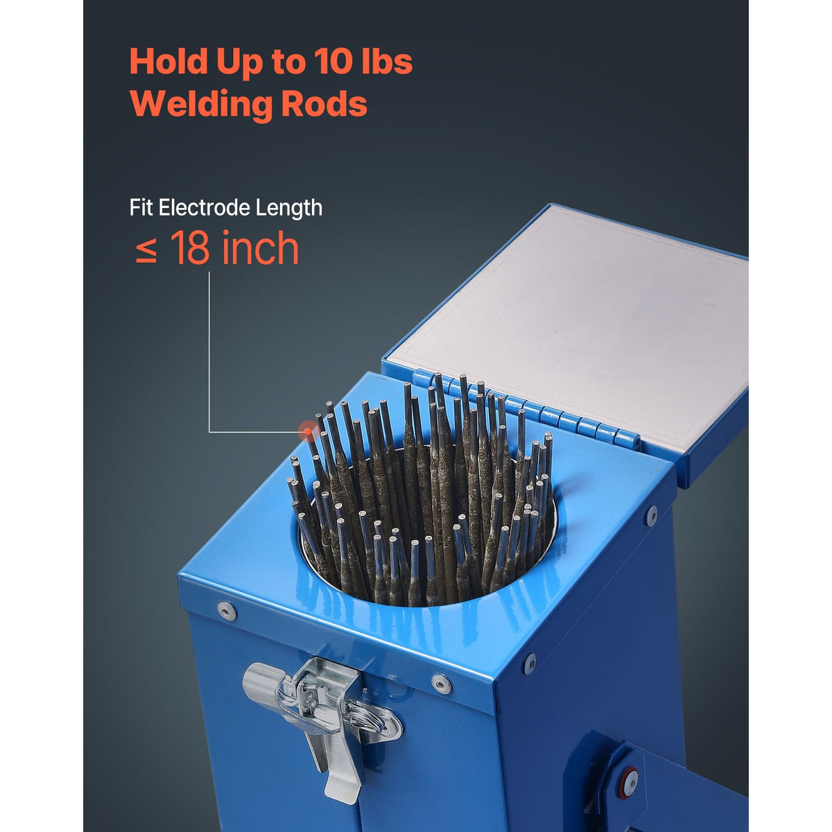 Portable Welding Rod Oven, 10LBS Capacity Electrodes Drying Oven 230W 120V, 300 F Fast Heating Welding Rods Dryer for 18-inch Stick Electrodes - with Easy-to-Carry Handle & Safety Locking Latch