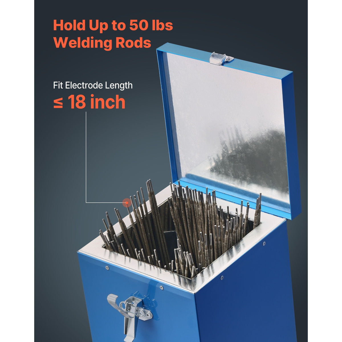 Portable Welding Rod Oven, 50LBS Capacity Electrodes Drying Oven 420W 120V, 300 Fahrenheit Fast Heating Welding Rods Dryer for 18-inch Stick Electrodes - with Safety Locking Latch