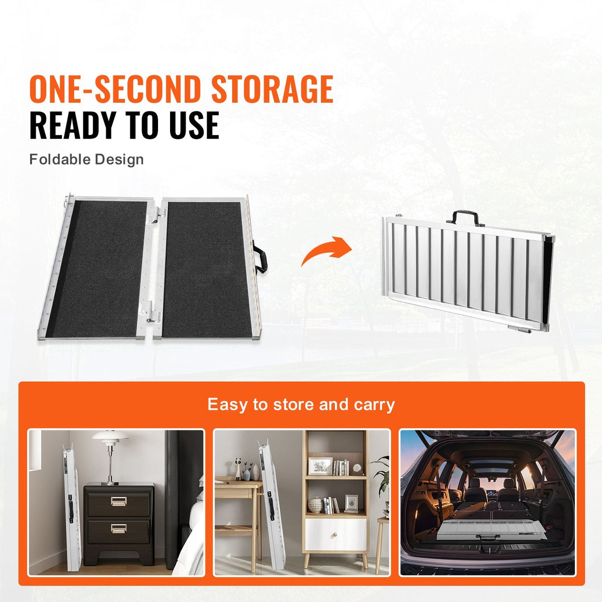 Portable Wheelchair Ramp, 3 ft 800 lbs Capacity, Non-Slip Aluminum Folding Threshold Ramp, Foldable Mobility Scooter Ramp Wheel Chair Ramp, Handicap Ramp for Home Steps, Stairs, Doorways, Curbs