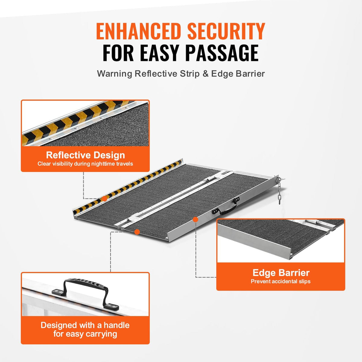 Portable Wheelchair Ramp, 3 ft 800 lbs Capacity, Non-Slip Aluminum Folding Threshold Ramp, Foldable Mobility Scooter Ramp Wheel Chair Ramp, Handicap Ramp for Home Steps, Stairs, Doorways, Curbs