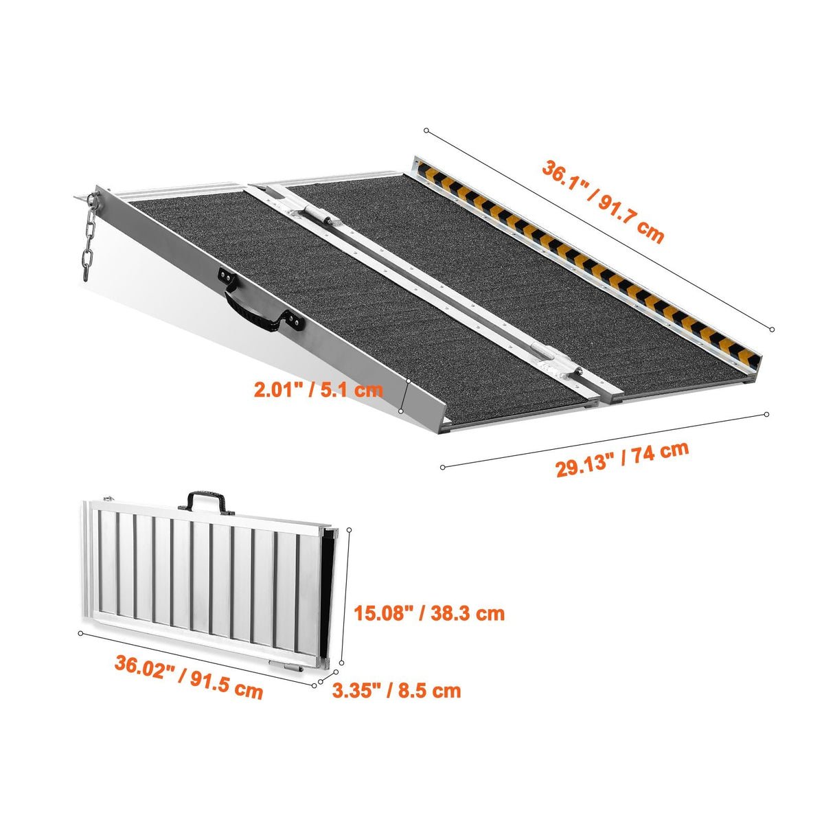 Portable Wheelchair Ramp, 3 ft 800 lbs Capacity, Non-Slip Aluminum Folding Threshold Ramp, Foldable Mobility Scooter Ramp Wheel Chair Ramp, Handicap Ramp for Home Steps, Stairs, Doorways, Curbs