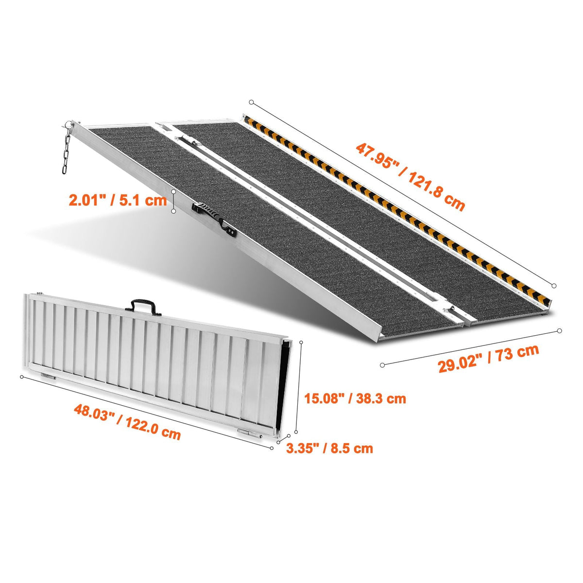 Portable Wheelchair Ramp, 4 ft 800 lbs Capacity, Non-Slip Aluminum Folding Threshold Ramp, Foldable Mobility Scooter Ramp Wheel Chair Ramp, Handicap Ramp for Home Steps, Stairs, Doorways, Curbs