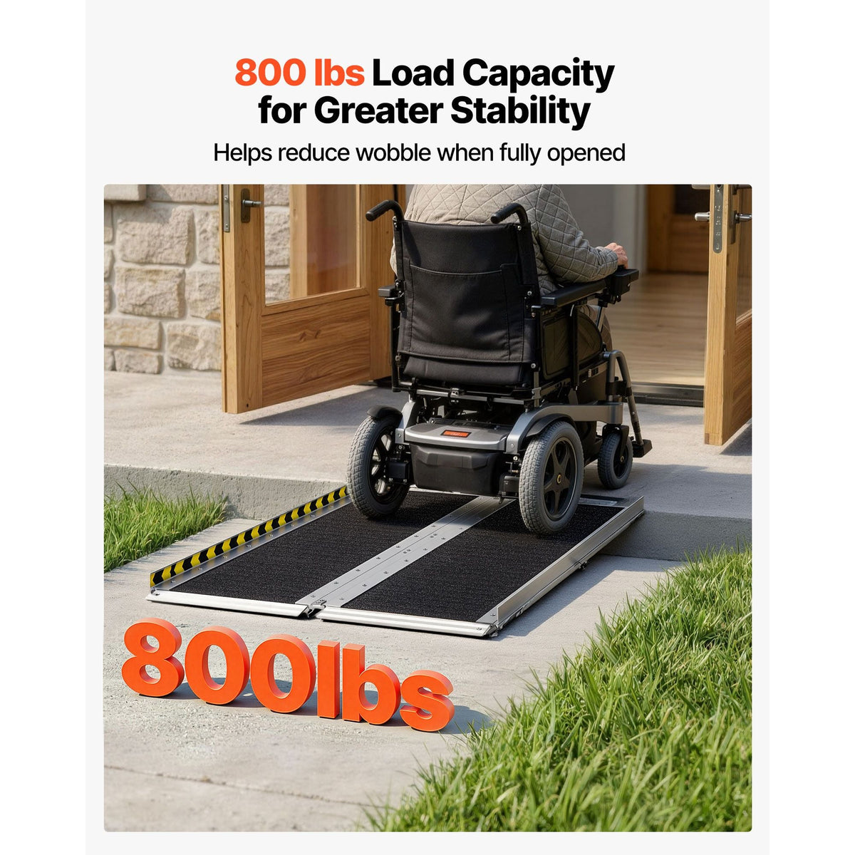 Portable Wheelchair Ramp, 4FT, Non-Slip Aluminum Folding Handicap Ramp for Wheelchair, 800 lbs Capacity, Door Threshold Ramps for Home Steps, Stairs, Entry, Threshold, Doorways, Scooter, Curbs