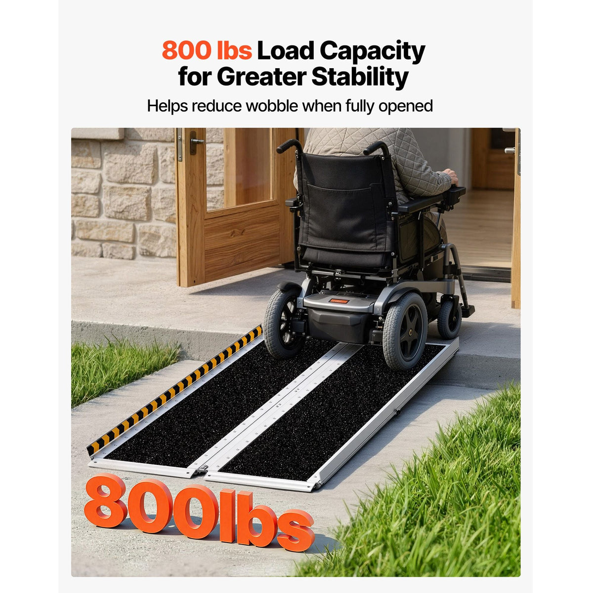 Portable Wheelchair Ramp, 5FT, Non-Slip Aluminum Folding Handicap Ramp for Wheelchair, 800 lbs Capacity, Door Threshold Ramps for Home Steps, Stairs, Entry, Threshold, Doorways, Scooter, Curbs