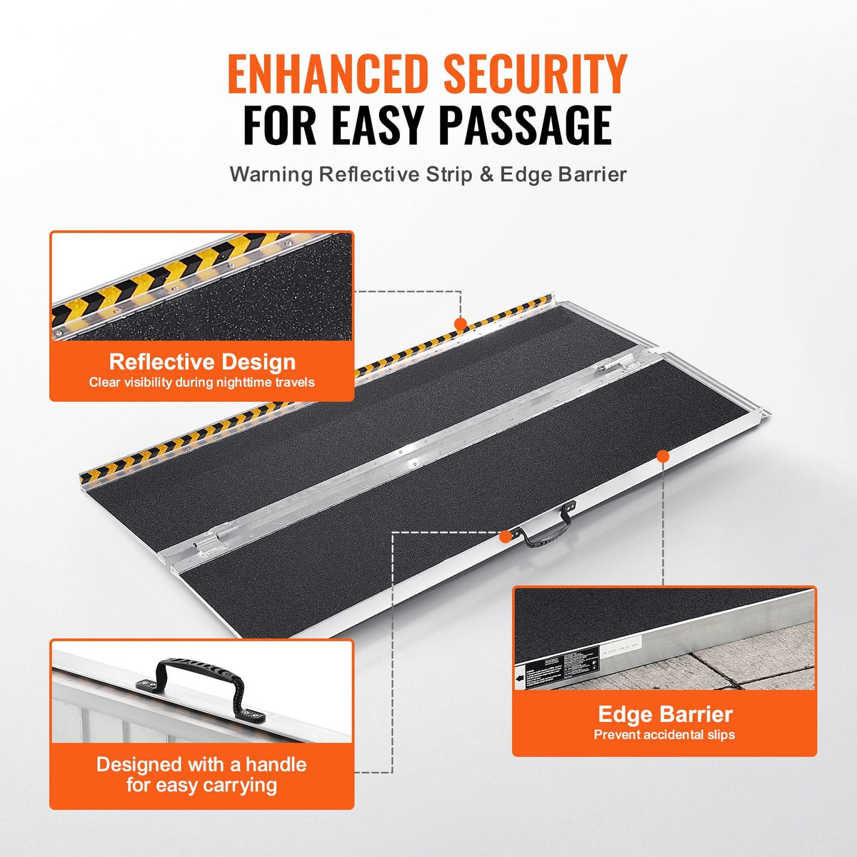 Portable Wheelchair Ramp, 6 ft 800 lbs Capacity, Non-Slip Aluminum Folding Threshold Ramp, Foldable Mobility Scooter Ramp Wheel Chair Ramp, Handicap Ramp for Home Steps, Stairs, Doorways, Curbs