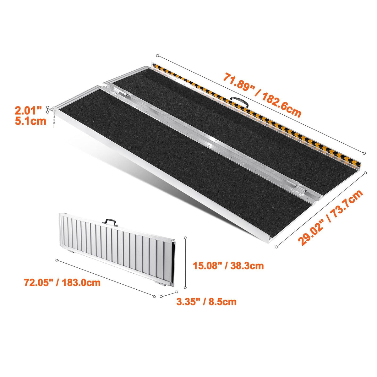 Portable Wheelchair Ramp, 6 ft 800 lbs Capacity, Non-Slip Aluminum Folding Threshold Ramp, Foldable Mobility Scooter Ramp Wheel Chair Ramp, Handicap Ramp for Home Steps, Stairs, Doorways, Curbs