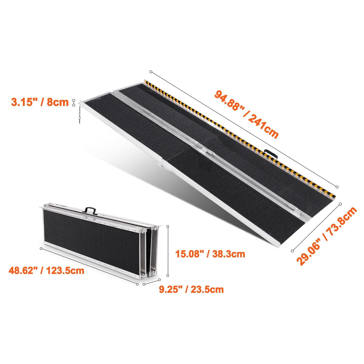 Portable Wheelchair Ramp, 8 ft 800 lbs Capacity, Non-Slip Aluminum Folding Threshold Ramp, Foldable Mobility Scooter Ramp Wheel Chair Ramp, Handicap Ramp for Home Steps, Stairs, Doorways, Curbs