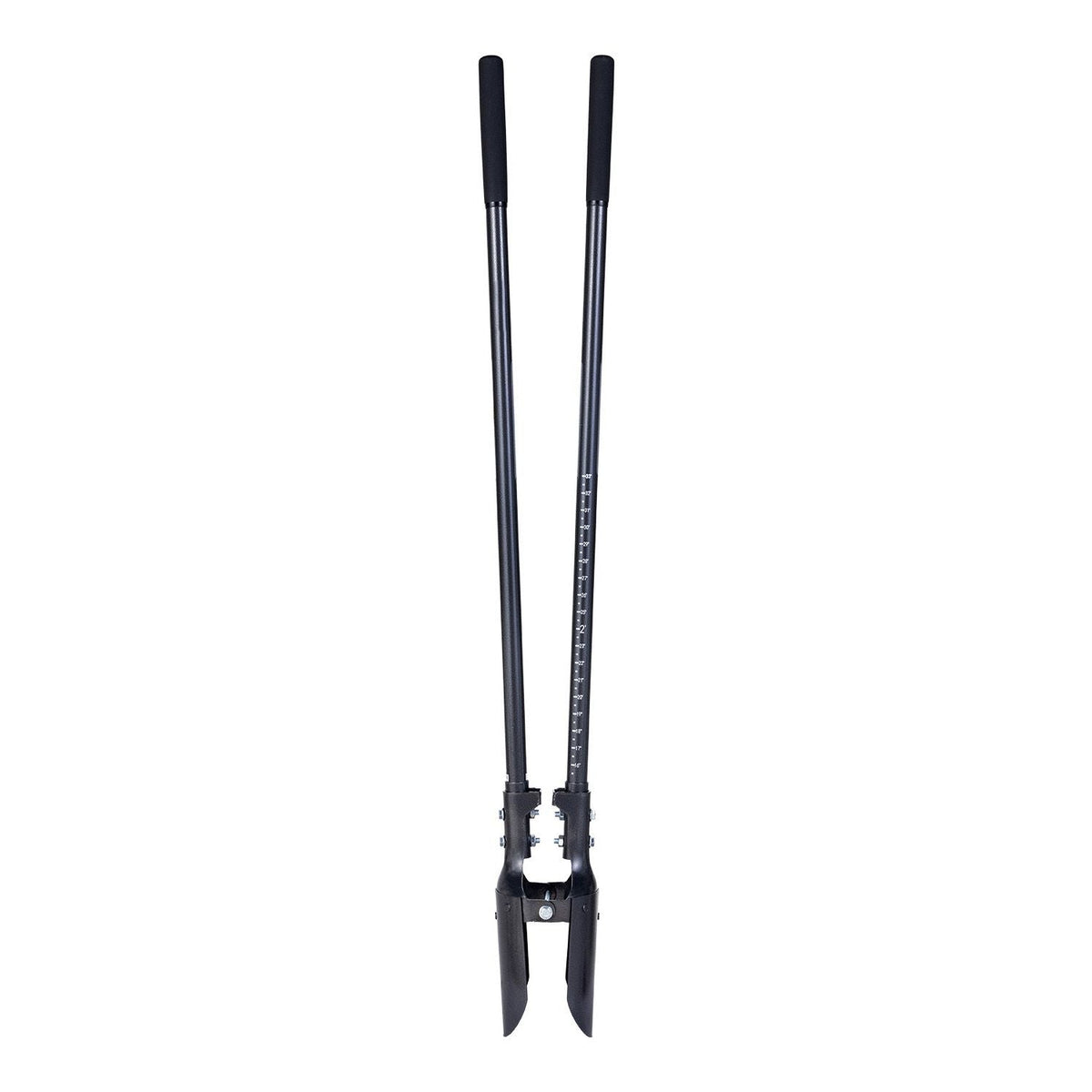 Post Hole Digger, Heavy Duty Post Hole Digger with Carbon Steel Handle, Manual Hole Digger with Scale Markings and Metal Blade, Post Hole Digger Tool for Digging Gardening Outdoors, 57.5-Inch