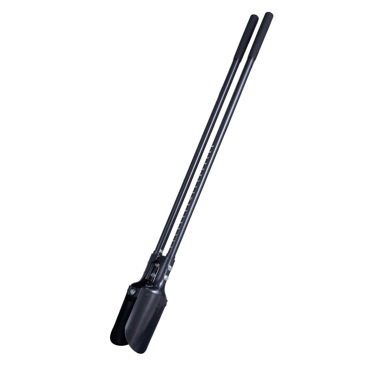 Post Hole Digger, Heavy Duty Post Hole Digger with Carbon Steel Handle, Manual Hole Digger with Scale Markings and Metal Blade, Post Hole Digger Tool for Digging Gardening Outdoors, 57.5-Inch