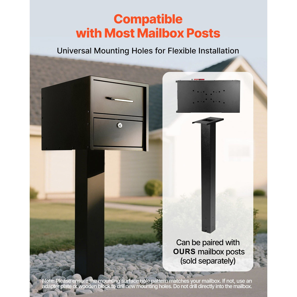 Post Mount Mailbox, Anti-Pry & Anti-Theft Mailboxes for Outside, Heavy Duty Lockable Mail Box with Magnetic Door, Weather-Resistant Metal Post Box for House Outside 21.06 x 10.63 x 11.22 in