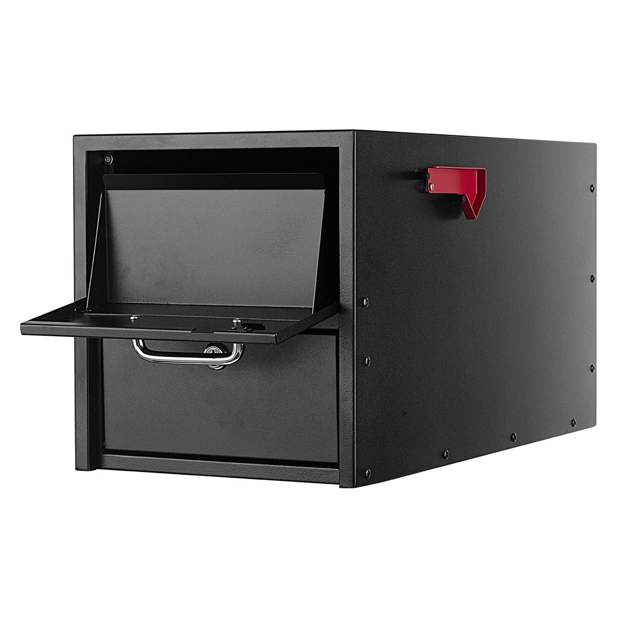 Post Mount Mailbox, Anti-Pry & Anti-Theft Mailboxes for Outside, Heavy Duty Lockable Mail Box with Magnetic Door, Weather-Resistant Metal Post Box for House Outside 21.06 x 10.63 x 11.22 in