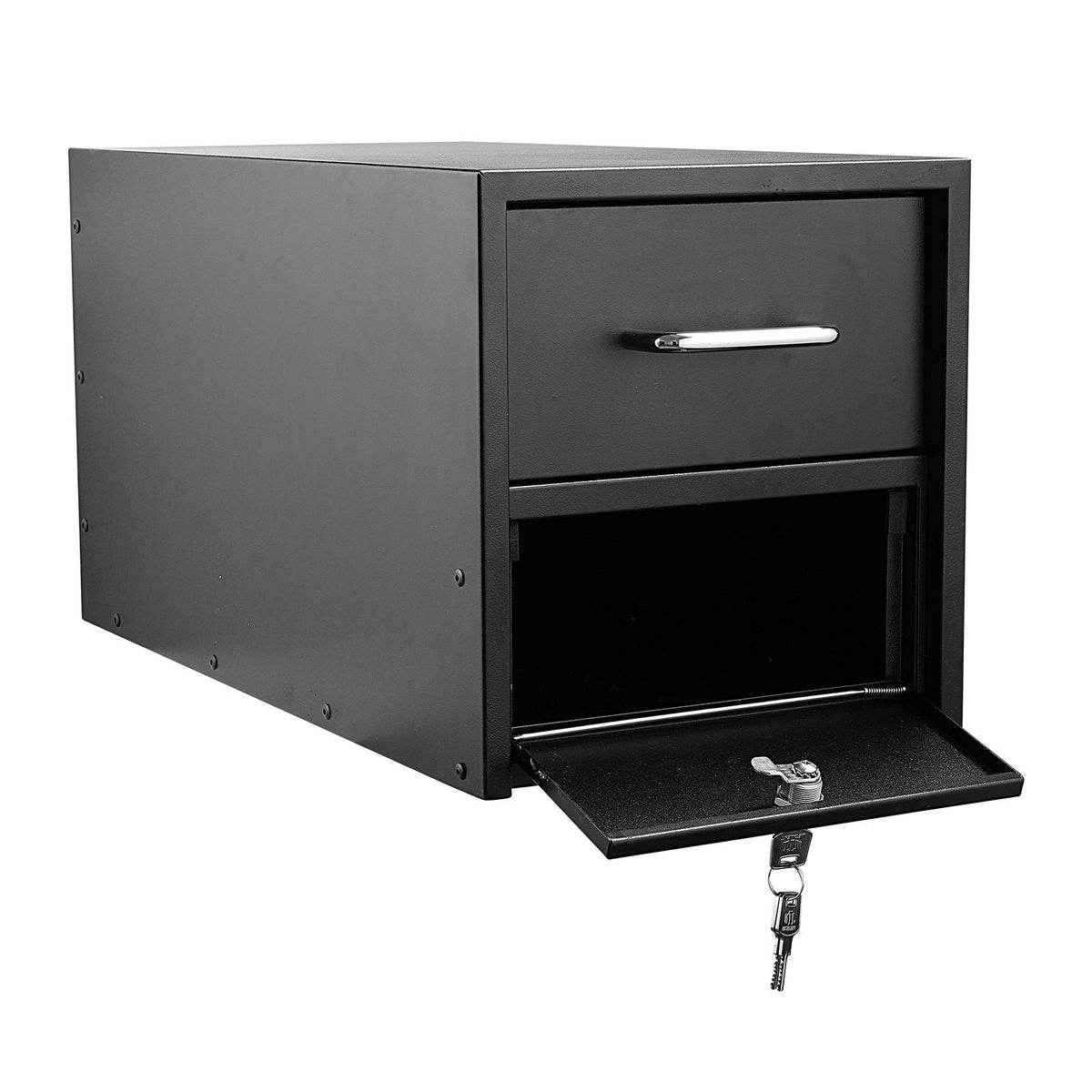 Post Mount Mailbox, Anti-Pry & Anti-Theft Mailboxes for Outside, Heavy Duty Lockable Mail Box with Magnetic Door, Weather-Resistant Metal Post Box for House Outside 21.06 x 10.63 x 11.22 in
