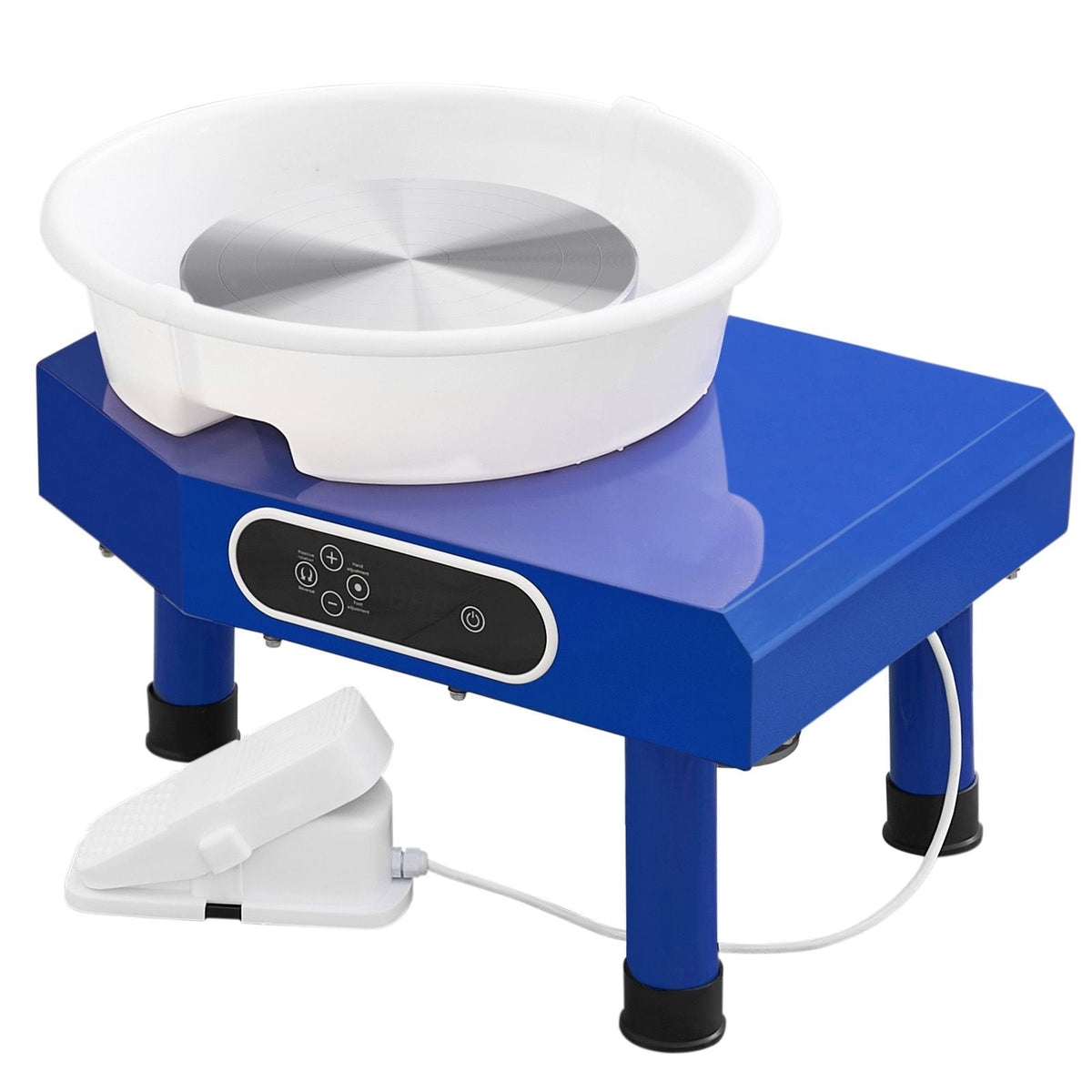 Pottery Wheel, 10 in Ceramic Wheel Forming Machine, 60-300 RPM Adjustable Speed with Foot Pedal, ABS Detachable Basin, Manual LCD Panel, Sculpting Tool and Apron, for Home Pottery Craft DIY