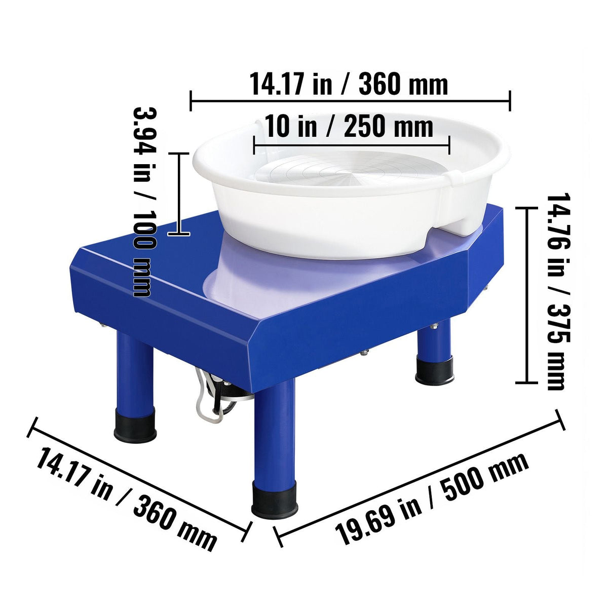 Pottery Wheel, 10 in Ceramic Wheel Forming Machine, 60-300 RPM Adjustable Speed with Foot Pedal, ABS Detachable Basin, Manual LCD Panel, Sculpting Tool and Apron, for Home Pottery Craft DIY