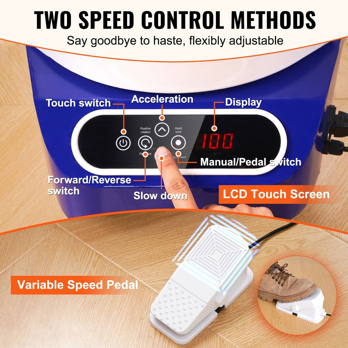 Pottery Wheel, 10 inch Pottery Forming Machine, 350W Electric Wheel for Pottery with Foot Pedal and LCD Touch Screen, Direct Drive Ceramic Wheel with Shaping Tools for DIY Art Craft, Blue