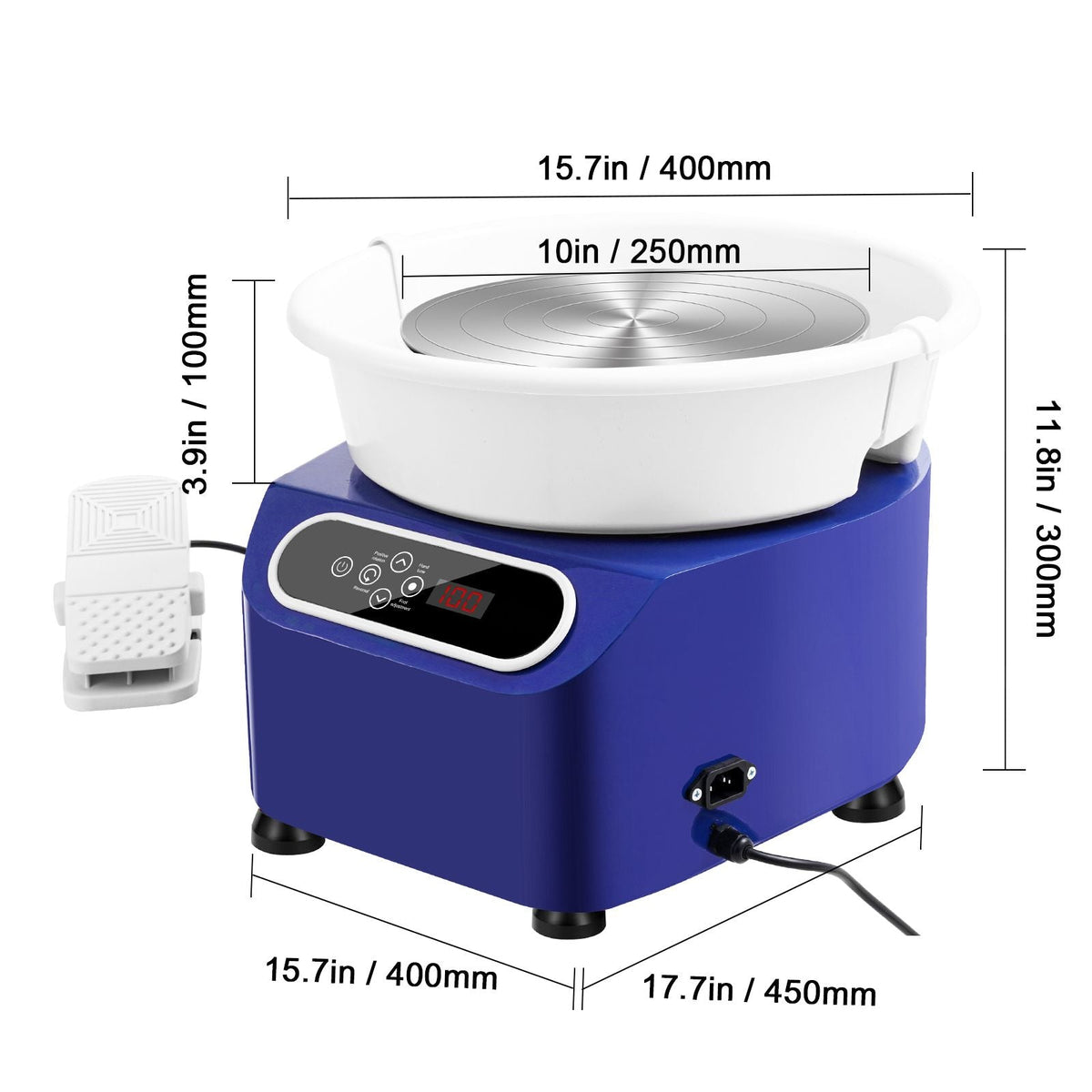 Pottery Wheel, 10 inch Pottery Forming Machine, 350W Electric Wheel for Pottery with Foot Pedal and LCD Touch Screen, Direct Drive Ceramic Wheel with Shaping Tools for DIY Art Craft, Blue