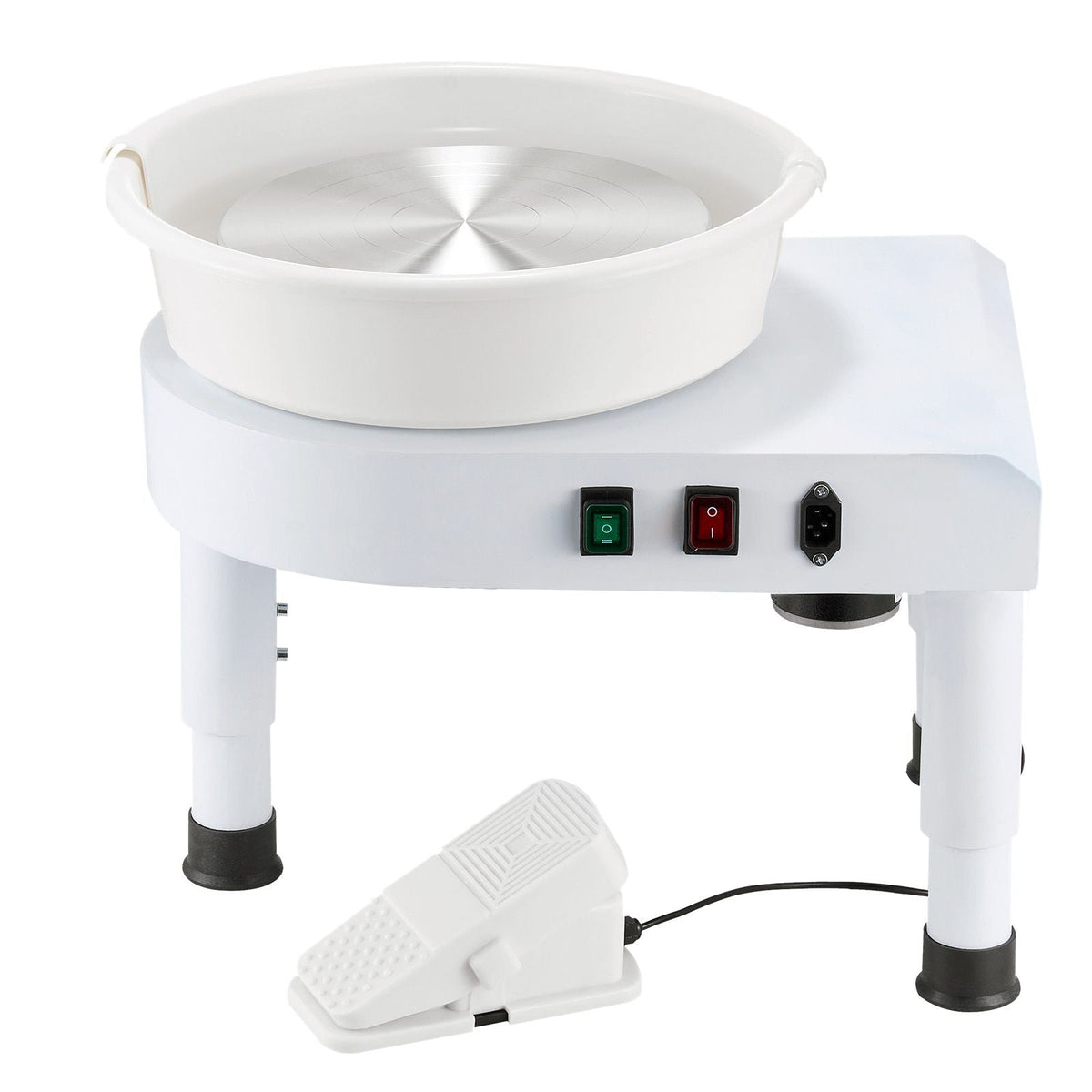 Pottery Wheel, 11 in Ceramic Wheel Forming Machine, 60-300 RPM Adjustable Speed with Foot Pedal Control, Detachable Basin, Adjustable Lift Leg, Complete Accessories for Home Pottery, DIY, White