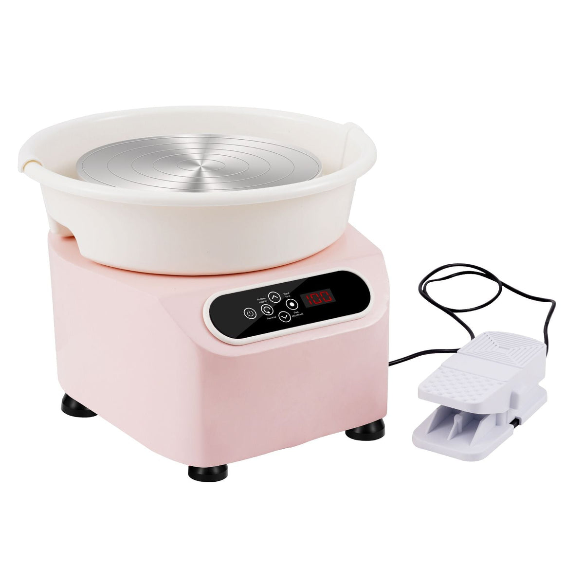 Pottery Wheel, 11 inch Pottery Forming Machine, 350W Electric Wheel for Pottery with Foot Pedal and LCD Touch Screen, Direct Drive Ceramic Wheel with Shaping Tools for DIY Art Craft, Pink