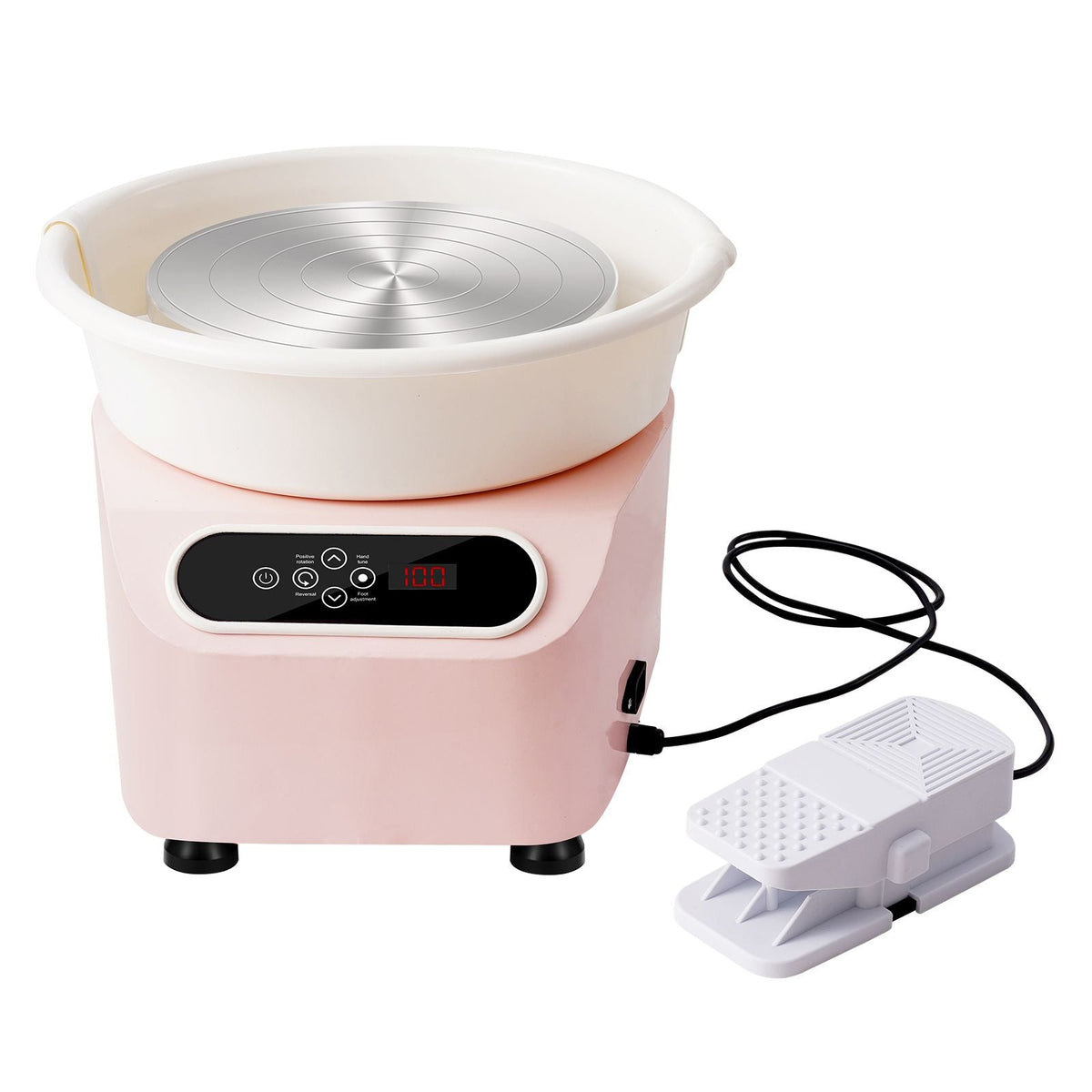 Pottery Wheel, 11 inch Pottery Forming Machine, 450W Electric Wheel for Pottery with Foot Pedal and LCD Touch Screen, Direct Drive Ceramic Wheel with Shaping Tools for DIY Art Craft, Pink