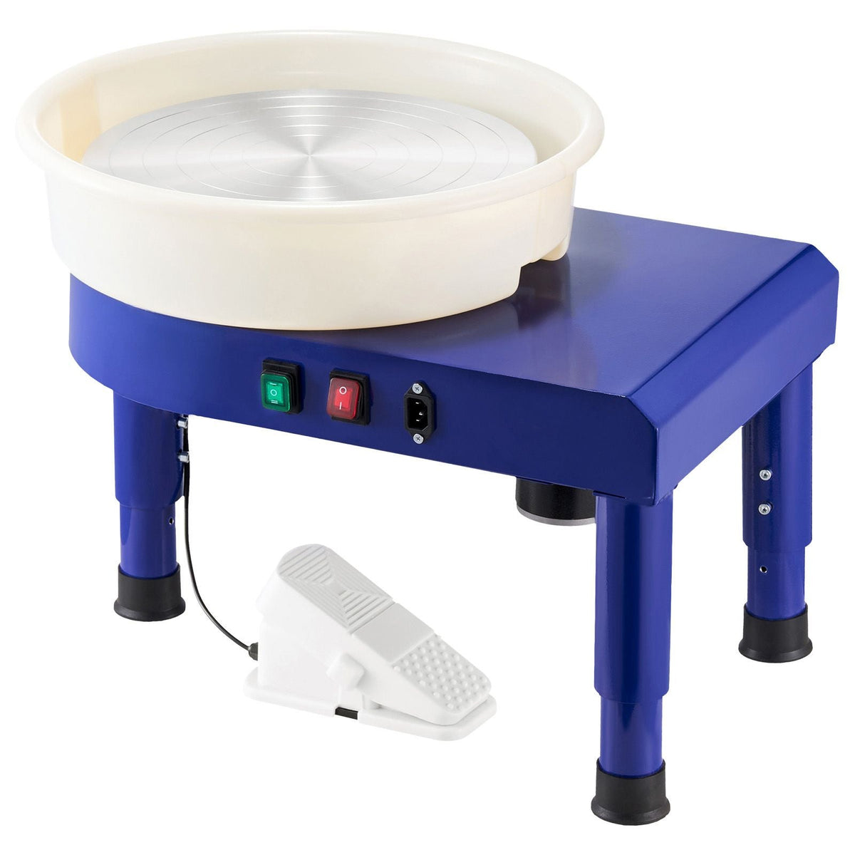 Pottery Wheel, 14 in Ceramic Wheel Forming Machine, 60-300 RPM Adjustable Speed with Foot Pedal Control, Detachable Basin, Adjustable Lift Leg, Complete Accessories for Home Pottery, DIY, Blue