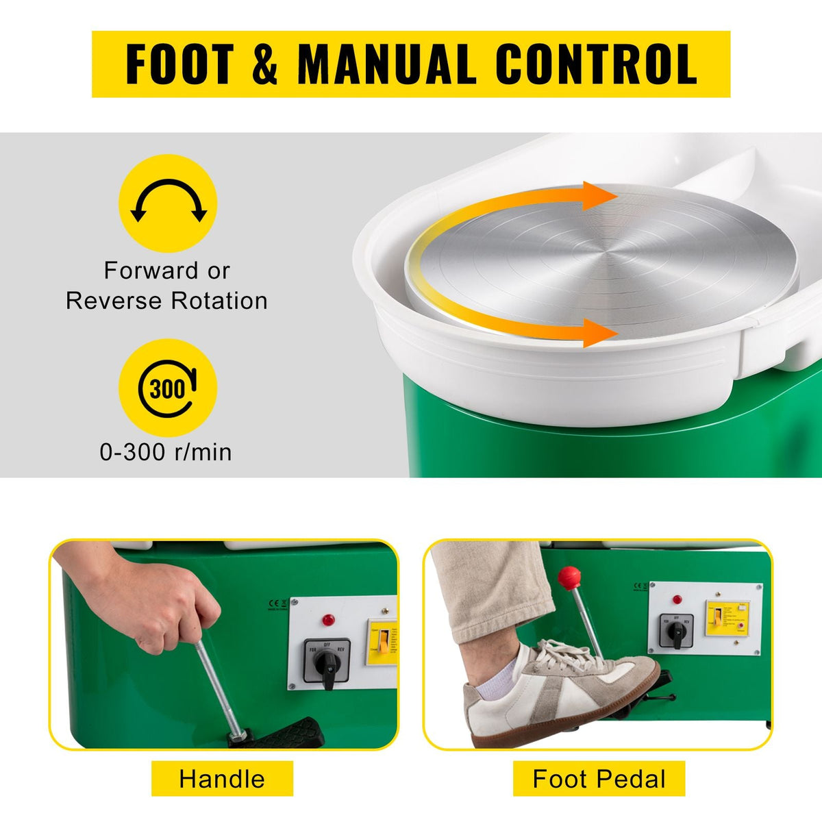 Pottery Wheel 28cm Pottery Forming Machine 350W Electric Pottery Wheel with Adjustable Feet Lever Pedal DIY Clay Tool with Tray for Ceramic Work Clay Art DIY Clay Green, 18 Piece