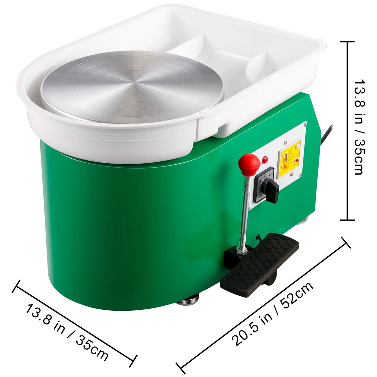 Pottery Wheel 28cm Pottery Forming Machine 350W Electric Pottery Wheel with Adjustable Feet Lever Pedal DIY Clay Tool with Tray for Ceramic Work Clay Art DIY Clay Green, 18 Piece