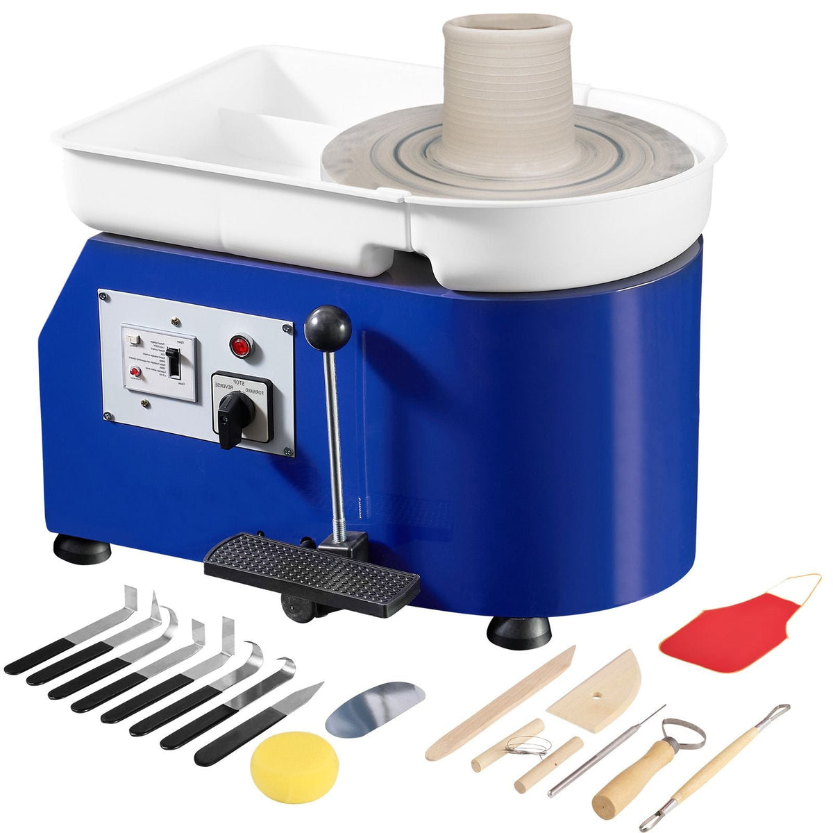 Pottery Wheel, 350W, 11 in Clay Wheel Forming Machine, 60-300 RPM Adjustable Speed with Handle and Pedal Control, ABS Detachable Basin, Accessory Kit for Adults and Beginners Craft DIY, Blue