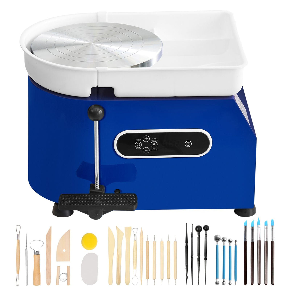 Pottery Wheel, 450W, For Adults and Beginners, 11in Clay Wheel Machine, Adjustable 60-300RPM Speed Handle and Pedal, ABS Detachable Basin, Accessory Kit for Craft DIY, LCD Touch Screen, Blue