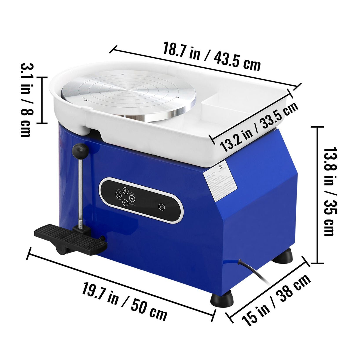Pottery Wheel, 450W, For Adults and Beginners, 11in Clay Wheel Machine, Adjustable 60-300RPM Speed Handle and Pedal, ABS Detachable Basin, Accessory Kit for Craft DIY, LCD Touch Screen, Blue