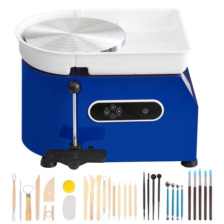 Pottery Wheel, 450W, For Adults and Beginners, 11in Clay Wheel Machine, Adjustable 60-300RPM Speed Handle and Pedal, ABS Detachable Basin, Accessory Kit for Craft DIY, LCD Touch Screen, Blue