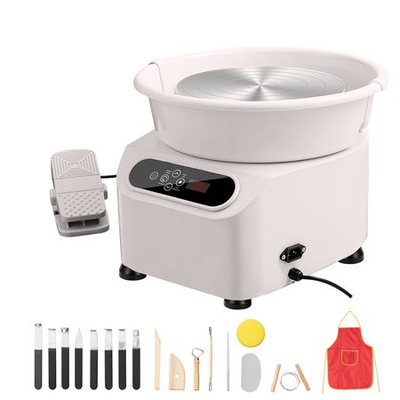 Pottery Wheel, Direct Drive Ceramic Wheel with Shaping Tools for DIY Art Craft, 10 inch Pottery Forming Machine, 350W Electric Wheel for Pottery with Foot Pedal and LCD Touch Screen, White