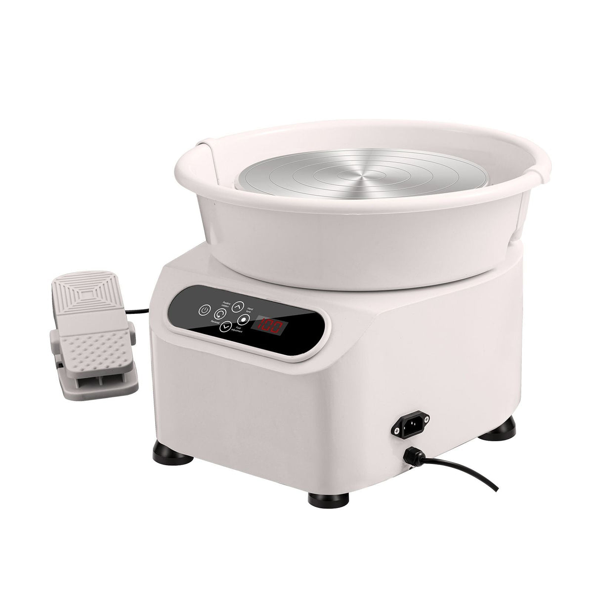 Pottery Wheel, Direct Drive Ceramic Wheel with Shaping Tools for DIY Art Craft, 10 inch Pottery Forming Machine, 350W Electric Wheel for Pottery with Foot Pedal and LCD Touch Screen, White