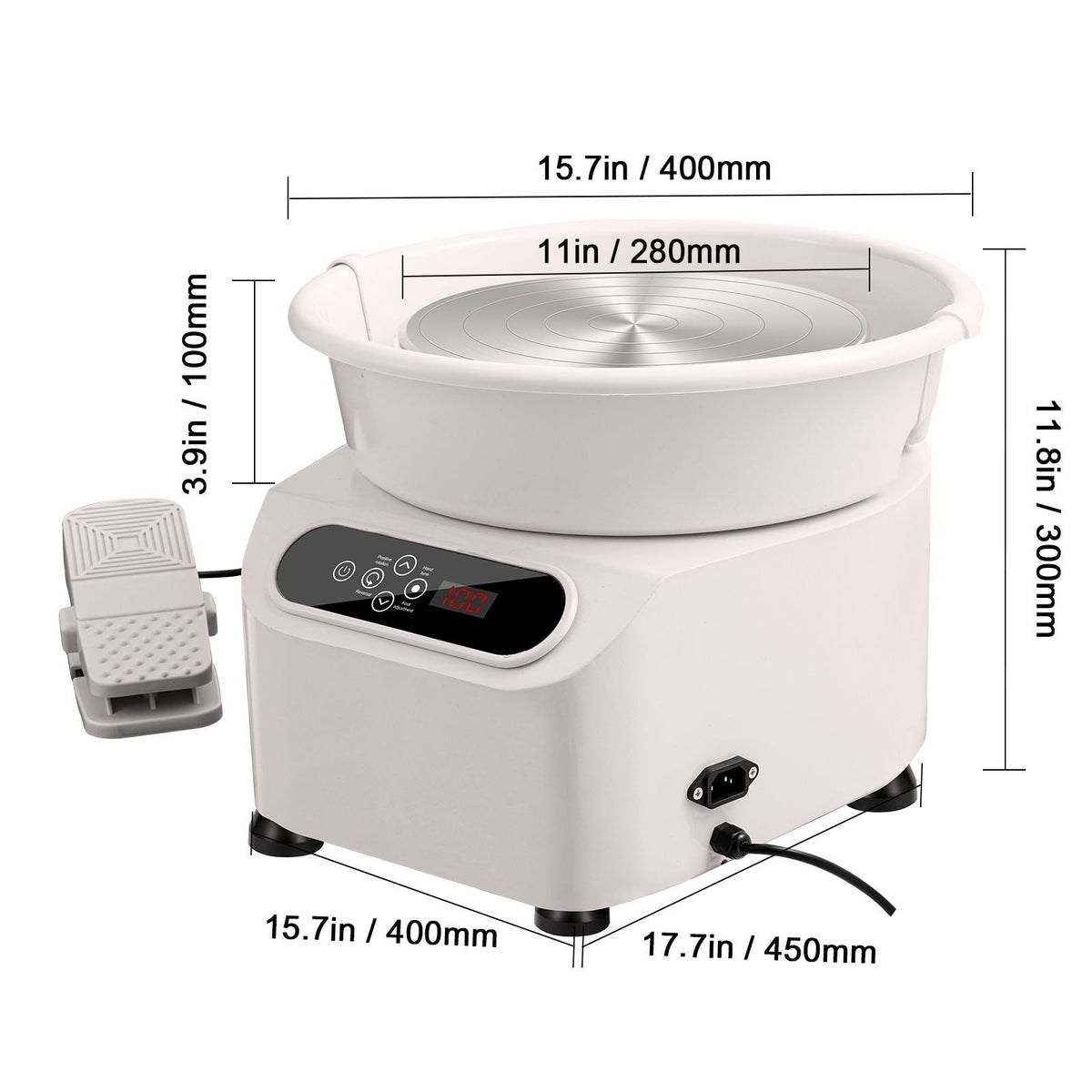 Pottery Wheel, Direct Drive Ceramic Wheel with Shaping Tools for DIY Art Craft, 11 inch Pottery Forming Machine, 450W Electric Wheel for Pottery with Foot Pedal and LCD Touch Screen, White