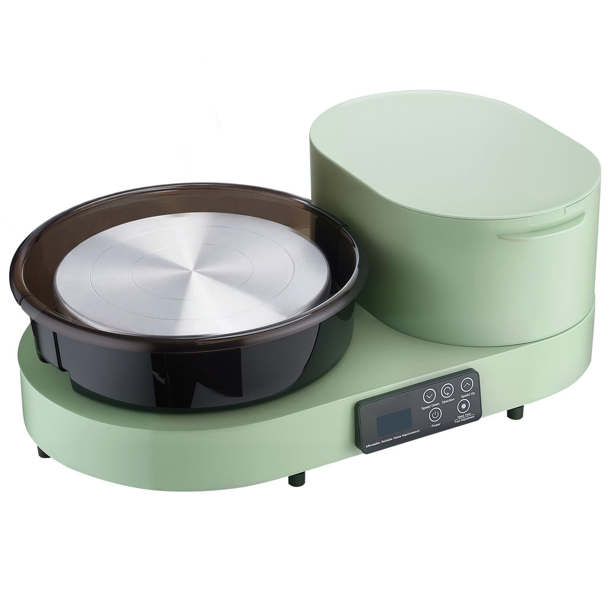 Pottery Wheel for Adults, 11" Aluminum Turntable, 450W Electric Table Top Pottery Wheel with Foot Pedal, 30-300 RPM Adjustable Speed, Aluminum Body, for Beginners, DIY Clay Art Craft, Green