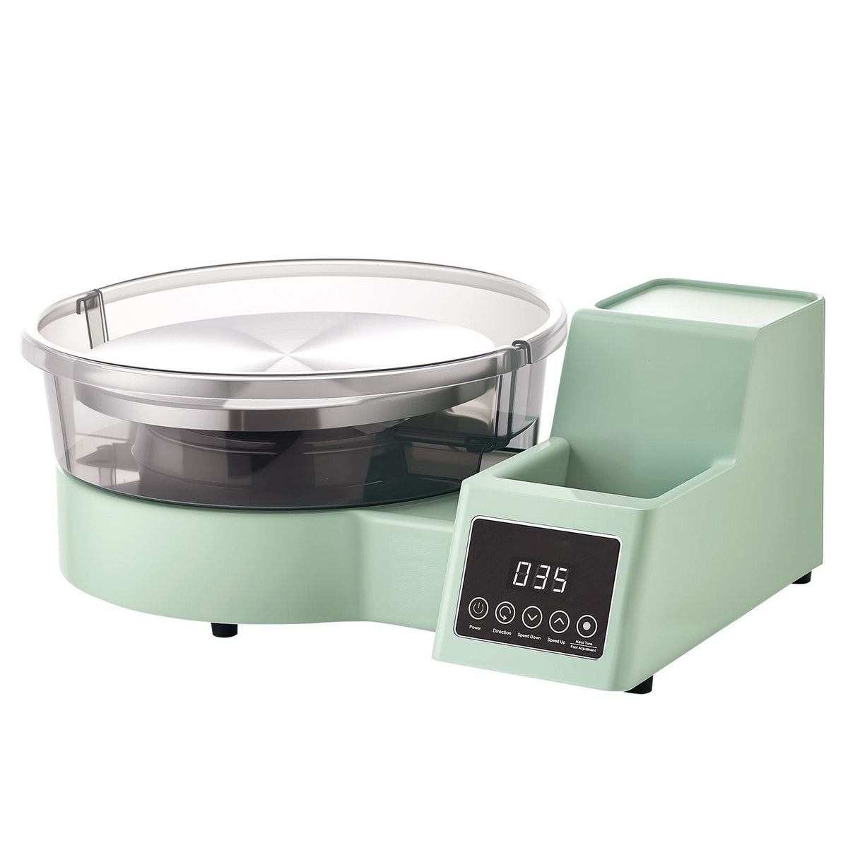 Pottery Wheel for Adults, 11" Aluminum Turntable, 450W Electric Table Top Pottery Wheel with Foot Pedal, 30-300 RPM Adjustable Speed, Detachable Basin, for Beginners, DIY Clay Art Craft, Green