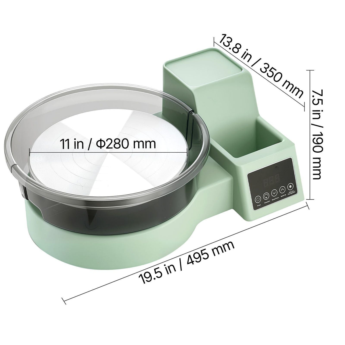 Pottery Wheel for Adults, 11" Aluminum Turntable, 450W Electric Table Top Pottery Wheel with Foot Pedal, 30-300 RPM Adjustable Speed, Detachable Basin, for Beginners, DIY Clay Art Craft, Green