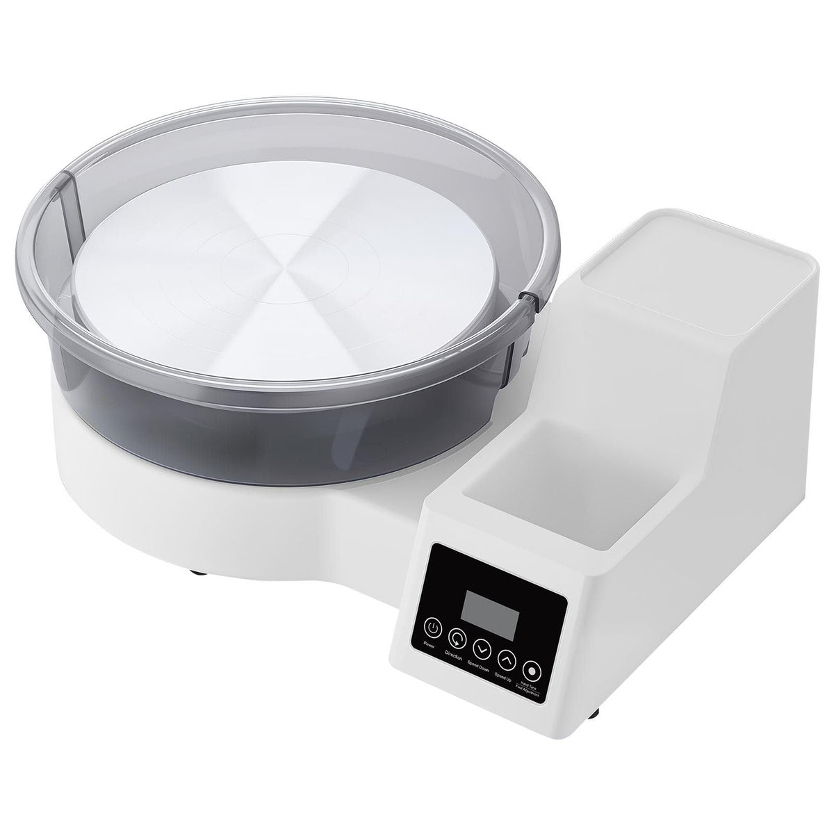 Pottery Wheel for Adults, 11" Aluminum Turntable, 450W Electric Table Top Pottery Wheel with Foot Pedal, 30-300 RPM Adjustable Speed, Detachable Basin, for Beginners, DIY Clay Art Craft, White