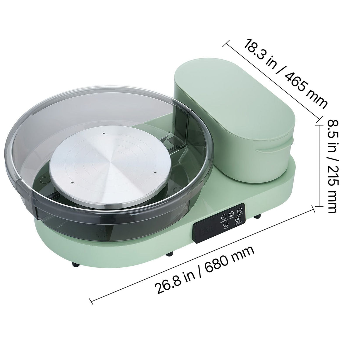 Pottery Wheel for Adults, 14" and 11" Turntables, 450W Electric Table Top Pottery Wheel with Foot Pedal, 30-300 RPM Adjustable Speed, Aluminum Body, for Beginners, DIY Clay Art Craft, Green