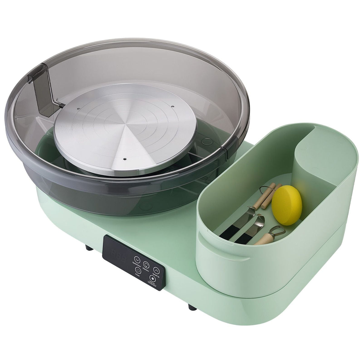 Pottery Wheel for Adults, 14" and 11" Turntables, 450W Electric Table Top Pottery Wheel with Foot Pedal, 30-300 RPM Adjustable Speed, Aluminum Body, for Beginners, DIY Clay Art Craft, Green