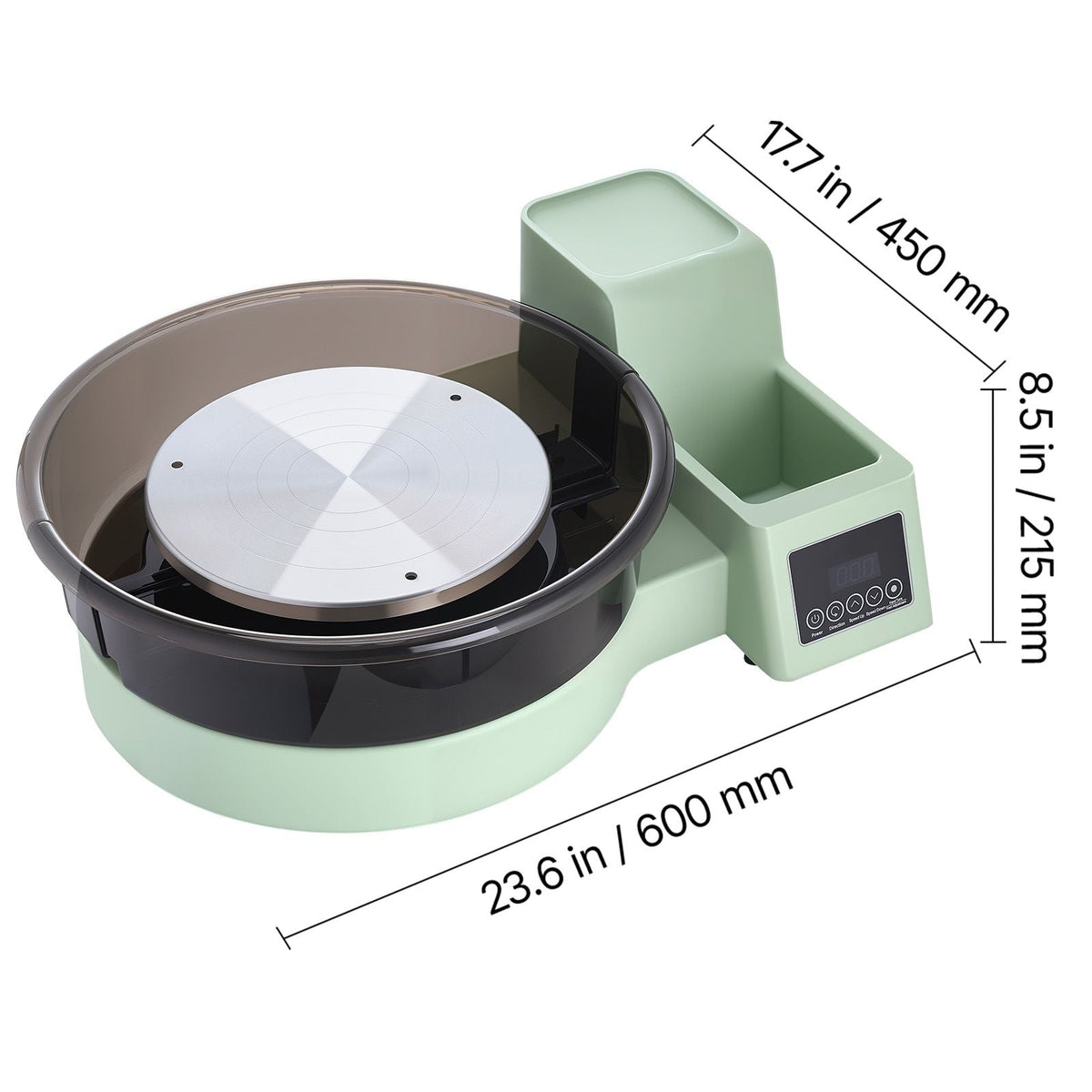 Pottery Wheel for Adults, 14" and 11" Turntables, 450W Electric Table Top Pottery Wheel with Foot Pedal, 30-300 RPM Adjustable Speed, Detachable Basin, for Beginners, DIY Clay Art Craft, Green