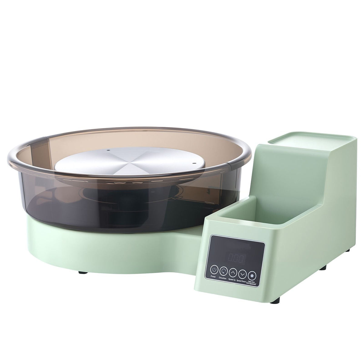 Pottery Wheel for Adults, 14" and 11" Turntables, 450W Electric Table Top Pottery Wheel with Foot Pedal, 30-300 RPM Adjustable Speed, Detachable Basin, for Beginners, DIY Clay Art Craft, Green