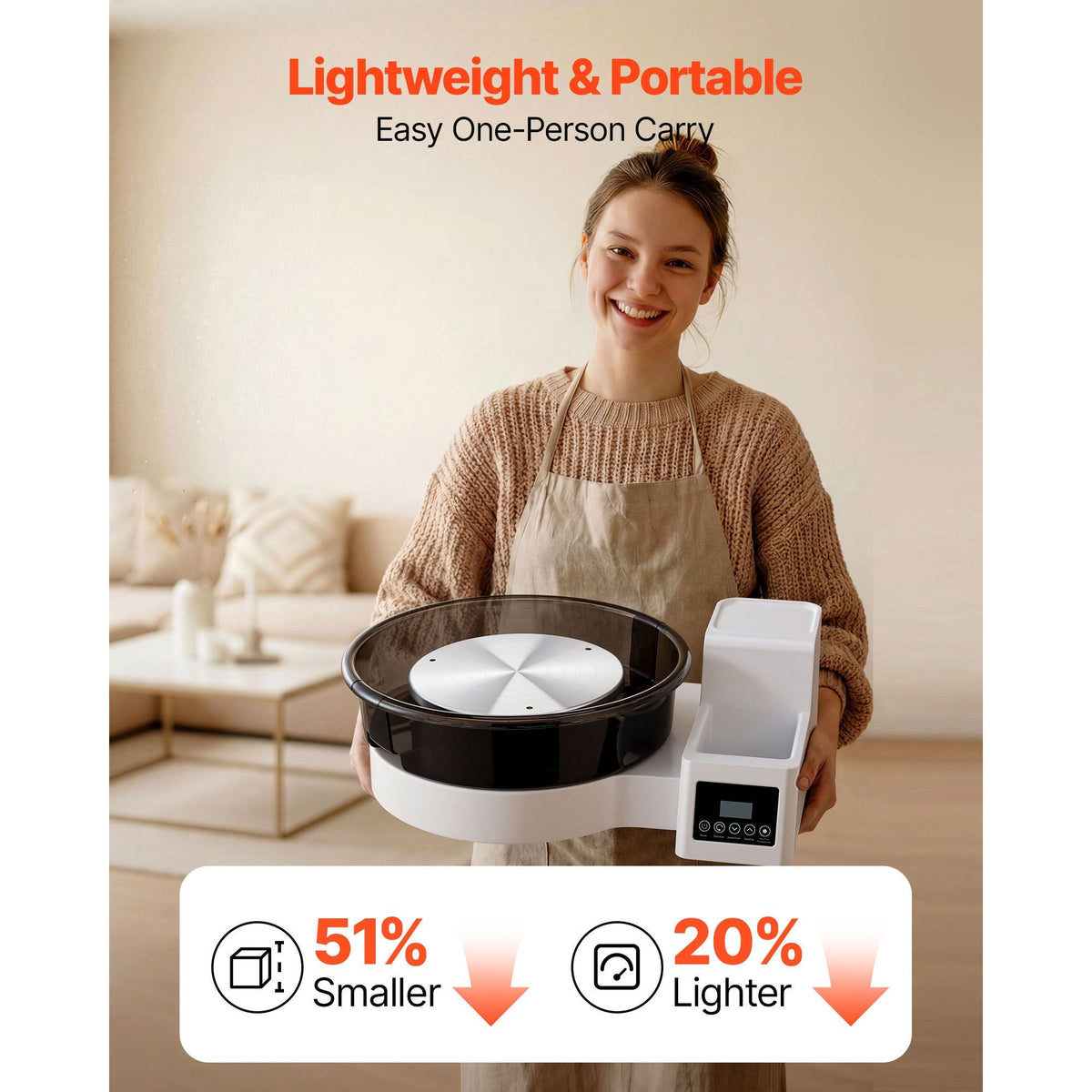 Pottery Wheel for Adults, 14" and 11" Turntables, 450W Electric Table Top Pottery Wheel with Foot Pedal, 30-300 RPM Adjustable Speed, Detachable Basin, for Beginners, DIY Clay Art Craft, White