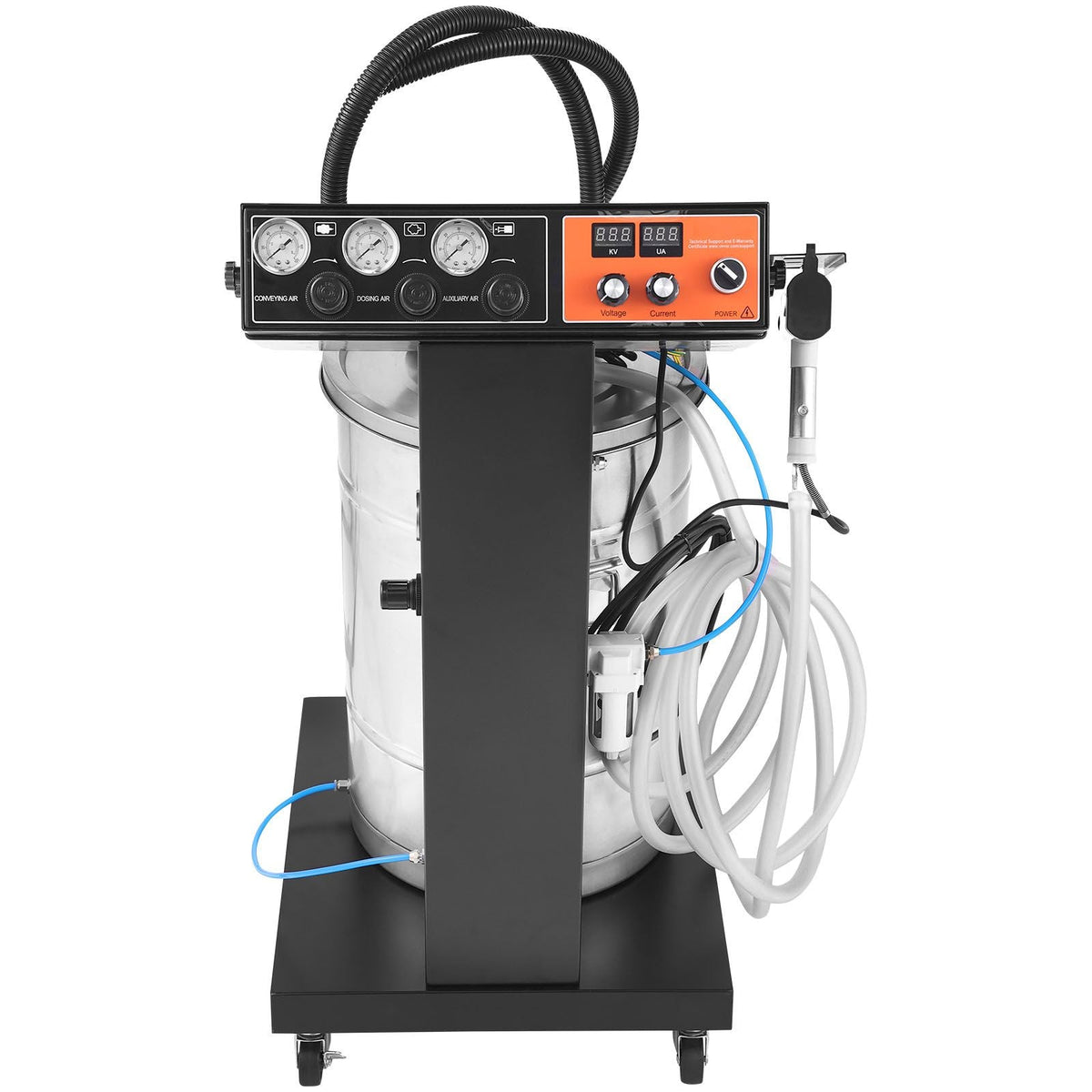 Powder Coating System, 40 W 100KV Electrostatic Output Powder Coating Kit with 50L Powder Hopper, 450g Per Minute Powder Coating Machine with Spray Gun and Trolley Base, for Indoor and Outdoor