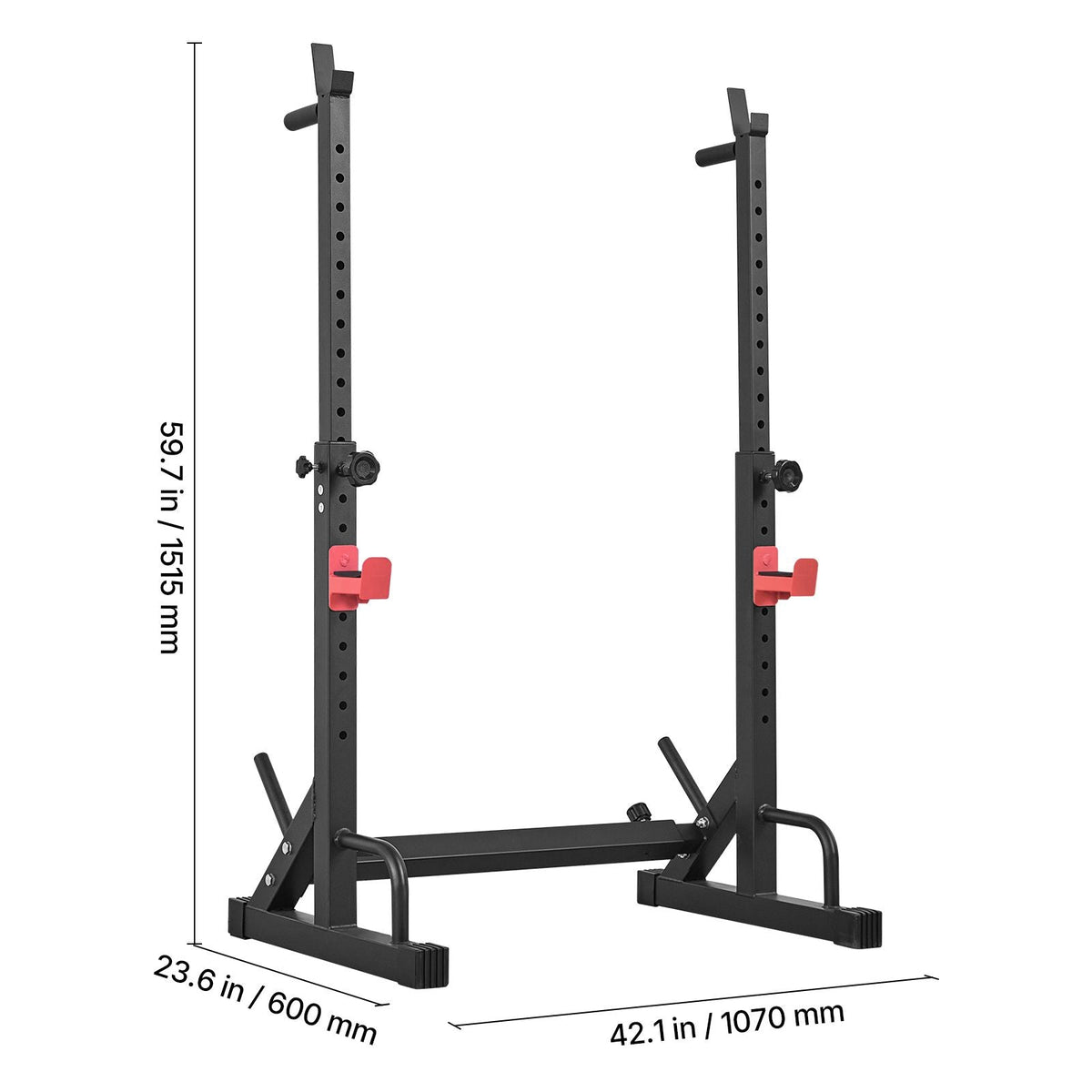 Power Cage Squat Rack, Home Gym Power Rack with Adjustable Height & Width, 550LBS Strength Training Workout Equipment with Barbell Storage Racks & J-Hooks for Bench Press, Squat, Weight Lifting