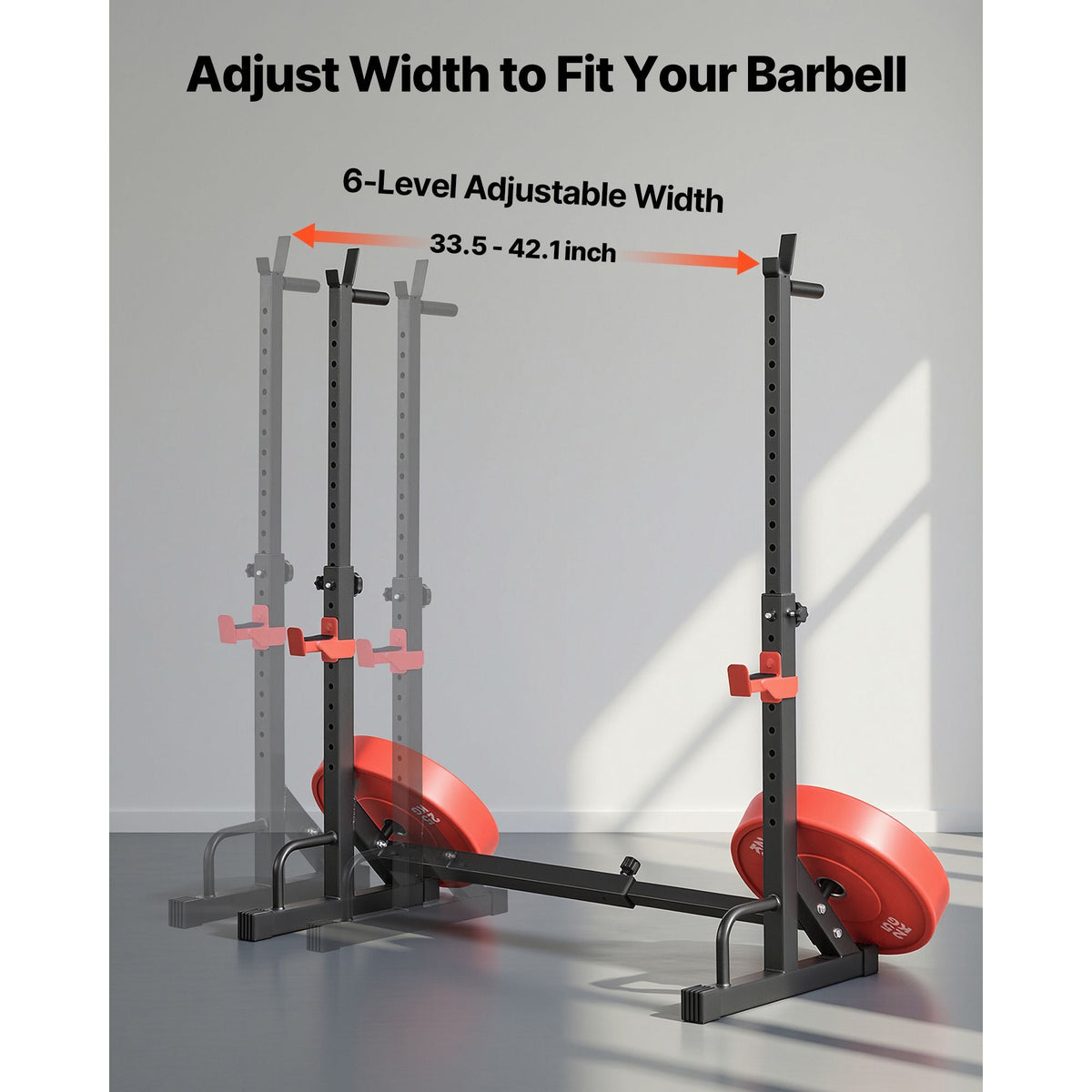 Power Cage Squat Rack, Home Gym Power Rack with Adjustable Height & Width, 550LBS Strength Training Workout Equipment with Barbell Storage Racks & J-Hooks for Bench Press, Squat, Weight Lifting