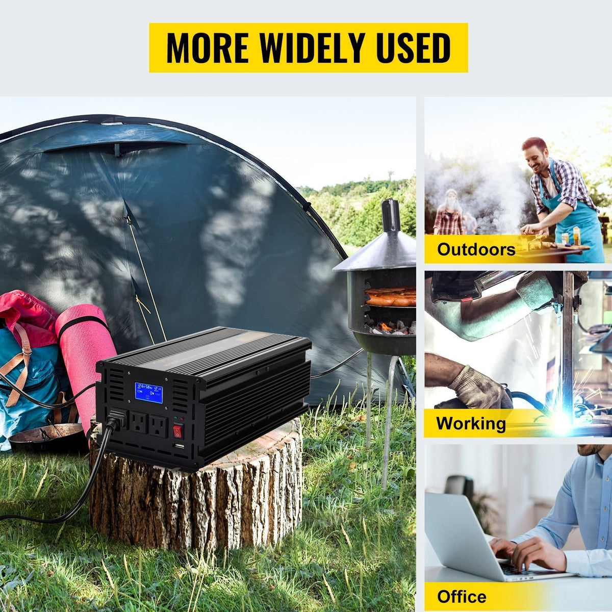 Power Inverter, 2500W Modified Sine Wave Inverter, DC 12V to AC 120V Car Converter, with LCD Display, Remote Controller, LED Indicator, AC Outlets Inverter for Truck RV Car Boat Travel Camping