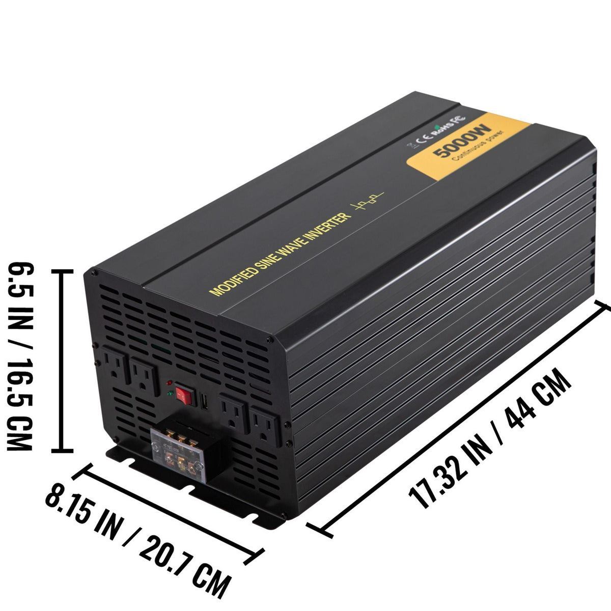 Power Inverter, 5000W Modified Sine Wave Inverter, DC 12V to AC 120V Car Converter, with LCD Remote Controller, LED Indicator, AC Outlets Inverter for Truck RV Car Boat Travel Camping Emergency