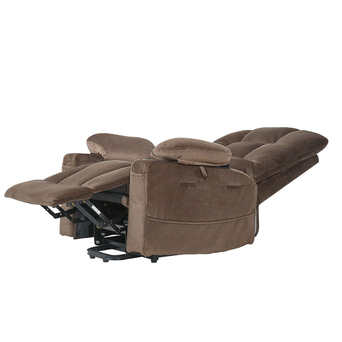 Power Lift Recliner Chair, Dual Motor, Large Electric Lift Chair with Heat and Massage for Elderly, Infinite Position Adjustment, Velvet Fabric, with Side and Front Pockets, Cup Holders, Brown